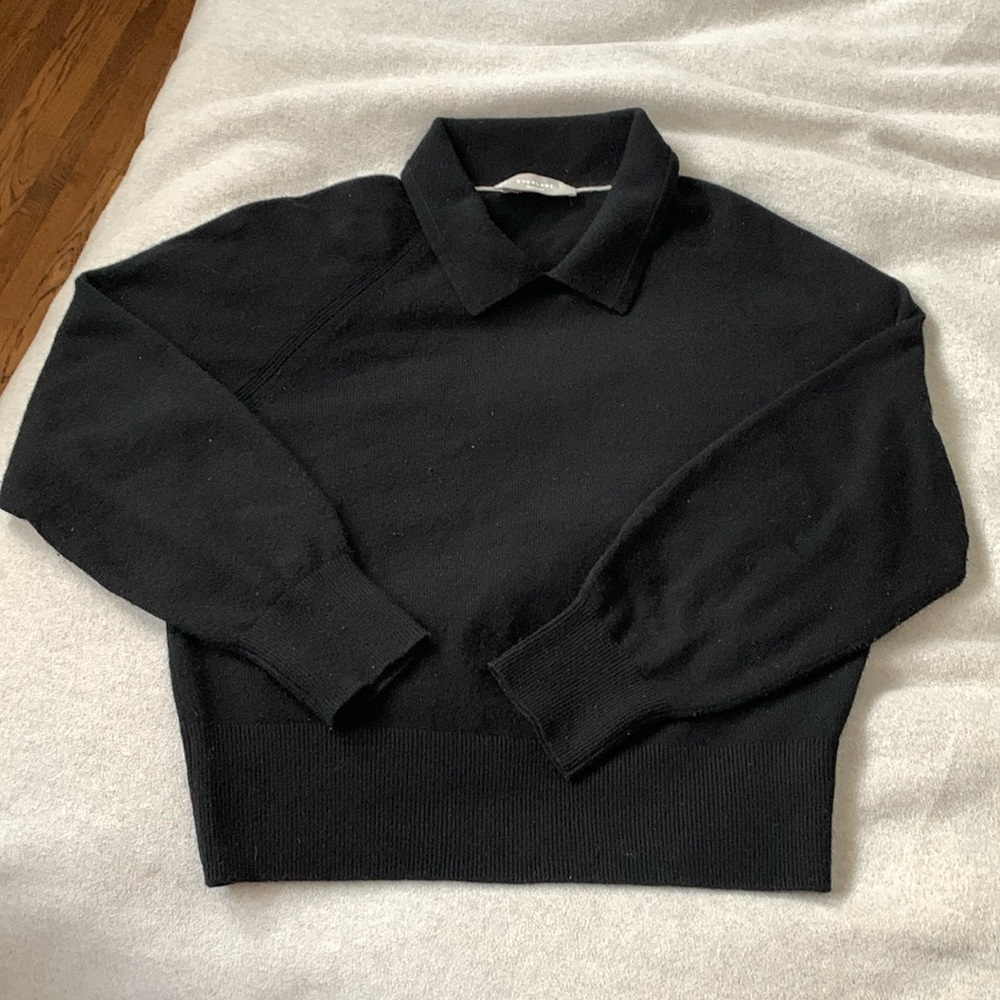 Everlane The Cashmere Collared Sweater black size small GUC
